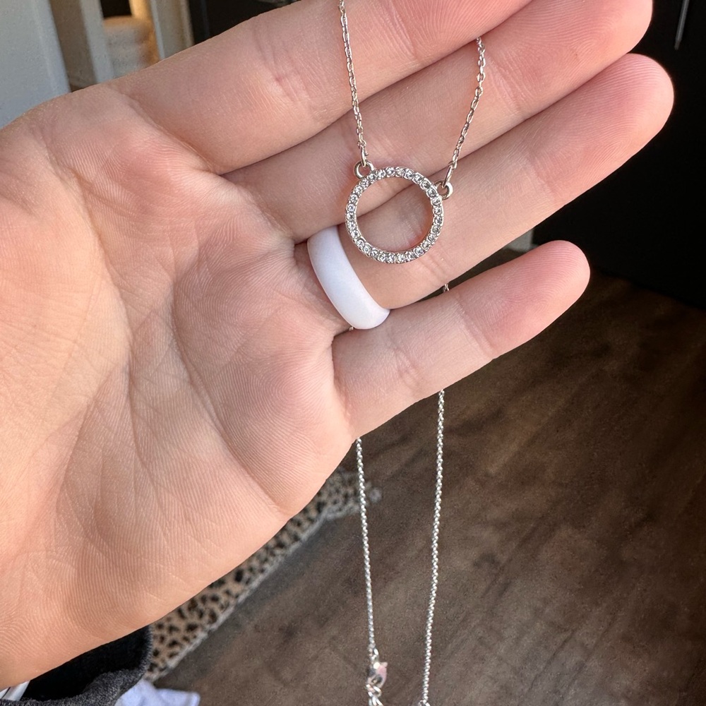 Sterling Silver Cubic Zirconia Circle Necklace